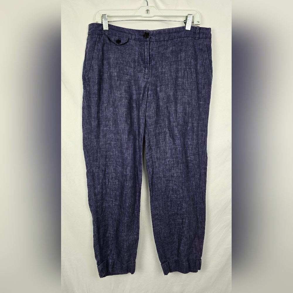Ann Taylor Loft Marisa Linen Beachy Nautical Summer Ankle Pants Women's sz 8